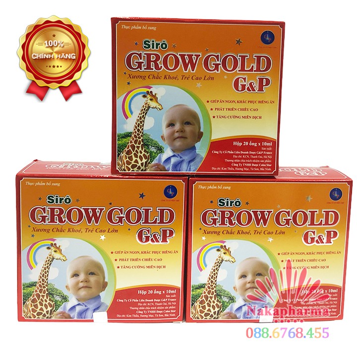 Siro Canxi Gold New mẫu mới (Grow Gold G&amp;P) – Giúp bé ăn ngon miệng, phát triển chiều cao, tăng hấp thu dưỡng chất