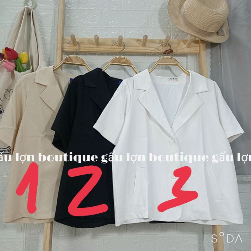áo blazer ngắn tay trơn basic ảnh thật