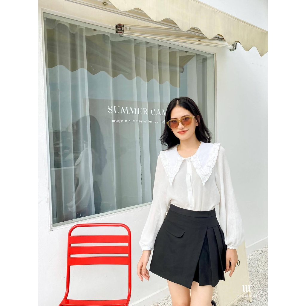 Áo kiểu nữ Méo shop dài tay bồng hoạ tiết phong cách Hàn quốc Anyn