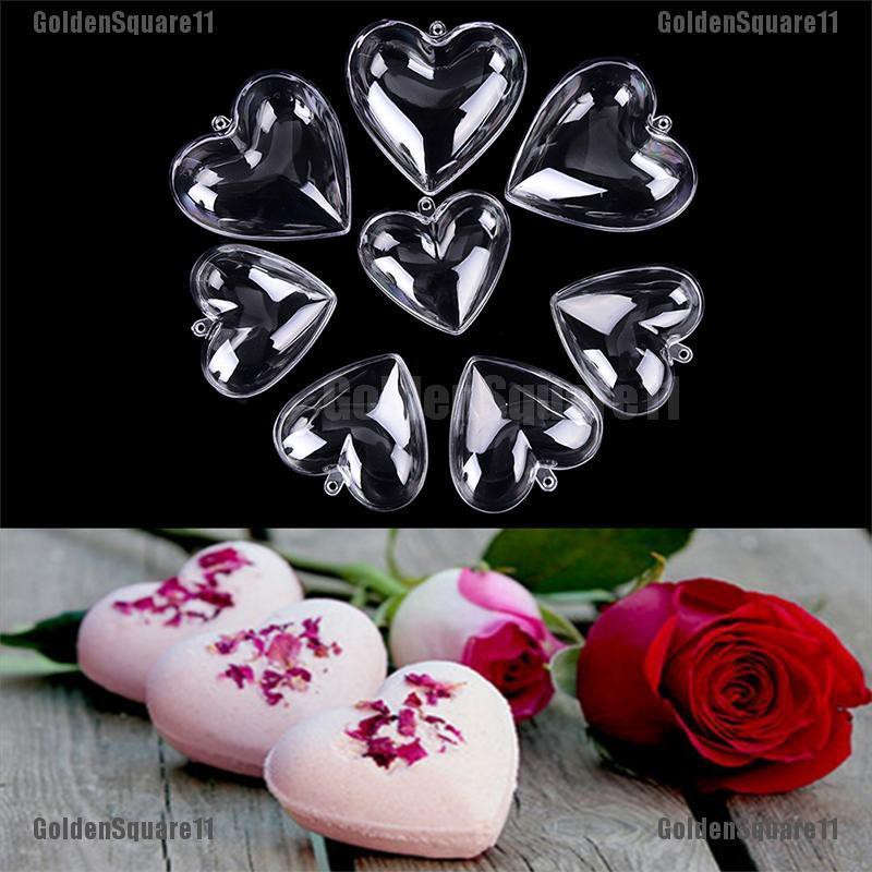 1 Set 2 Khuôn Nhựa Làm Bom Tắm Hình Trái Tim 65 / 80mm