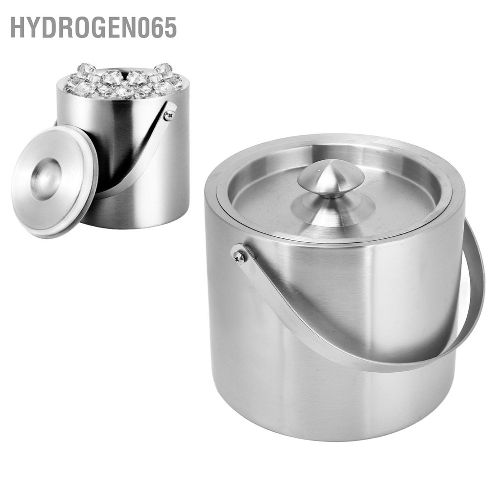 Hydrogen065 Thùng đá bằng thép không gỉ 3L cách nhiệt đôi có nắp đậy cho bia sâm panh