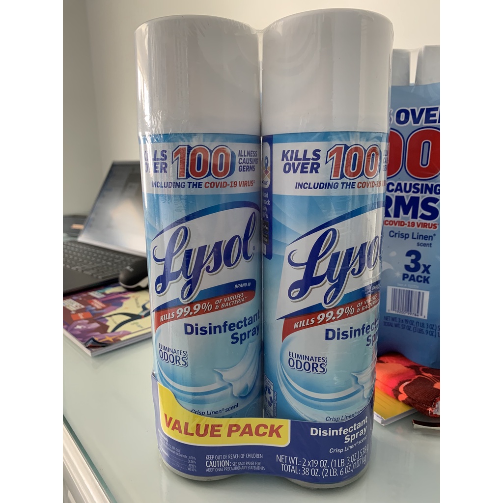 Xịt Khử Khuẩn &amp; Khử Mùi Bao Gồm Covid 19 LYSOL (Mỹ)