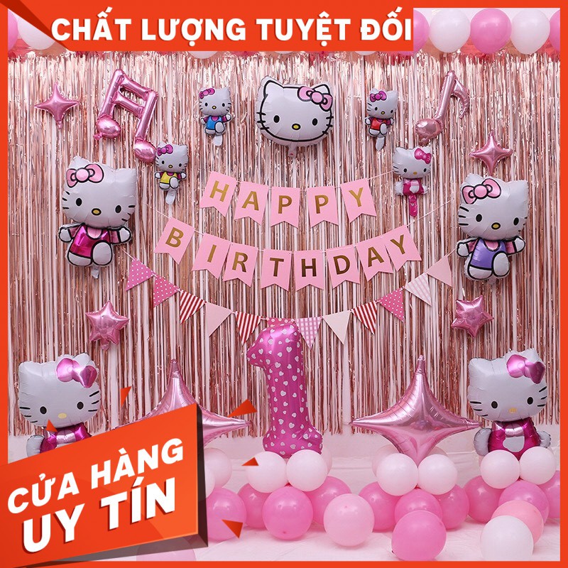 SET TRANG TRÍ SINH NHẬT  BÉ GÁI - BÓNG BAY SINH NHẬT GIÁ RẺ - BÓNG MÈO KITTY -PHỤ KIỆN SINH NHẬT GIÁ RẺ - GIÁ SỈ