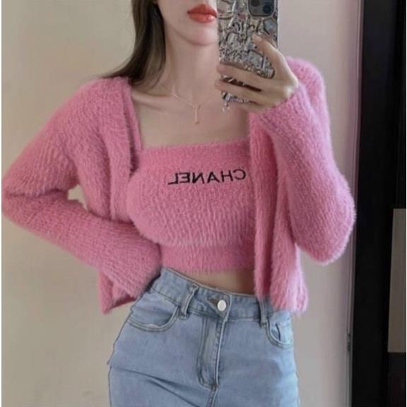 Áo len lông thỏ nữ, áo len cardigan nữ croptop mềm mướt mặc mặc là mê hàng cao cấp thu đông mặc không lạnh | BigBuy360 - bigbuy360.vn