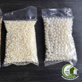 Bịch hạt ngọc trai nhựa màu trắng - bịch 100gr - chọn kích thước hạt
