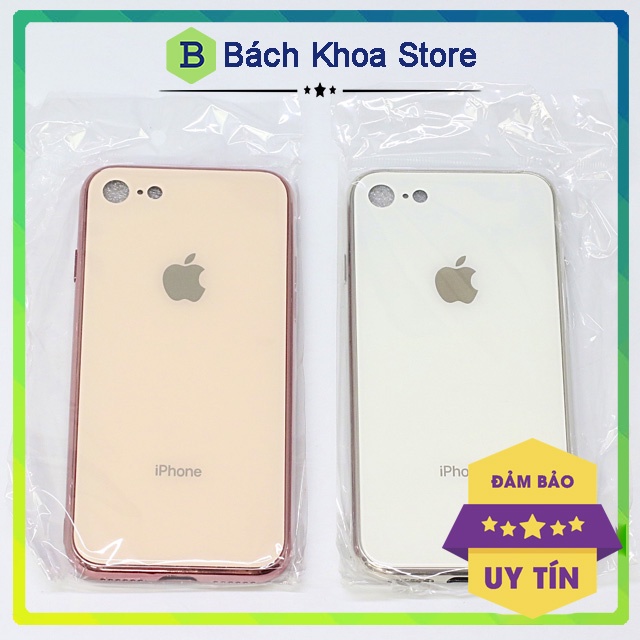 Ốp Iphone, ốp lưng kính viền xi tráng gương chống sốc iPhone 7, iphone 8