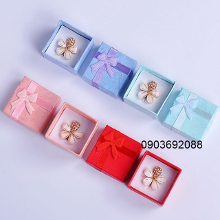 Set 10 hộp nhỏ quà tặng đựng nhẫn nơ - hộp size 4x4x2.5cm