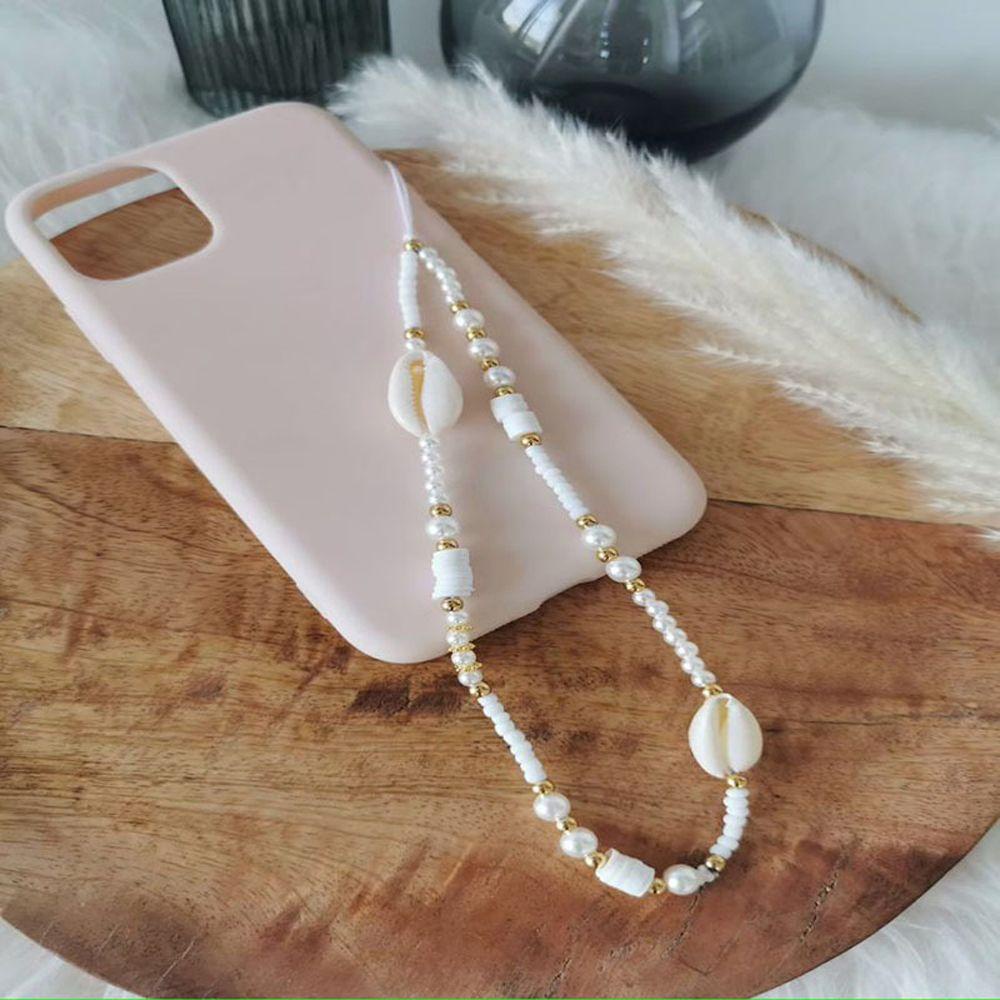 Dây Đeo Điện Thoại Chuỗi Hạt Chữ FOREVER HAPPY Bohemian Đơn Giản Chống Thất Lạc