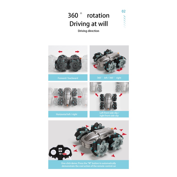 Đồ Chơi Xe Hơi Điều Khiển Từ Xa Xoay 360 Độ ° Đèn Xoay Chiếu Sáng Có Thể Sạc Lại Dành Cho Xe Đua