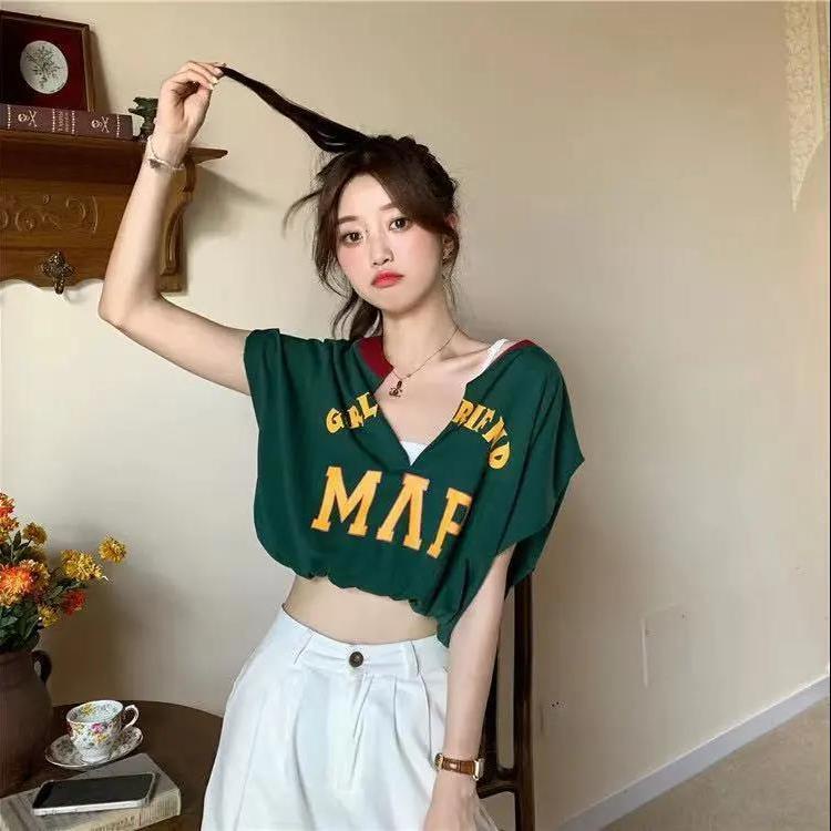 Áo Thun Tay Ngắn Cổ Chữ V Dáng Rộng Phong Cách Hàn Quốc Dễ Phối Đồ Thời Trang Cho Nữ áo phông nữ JL-TX-57