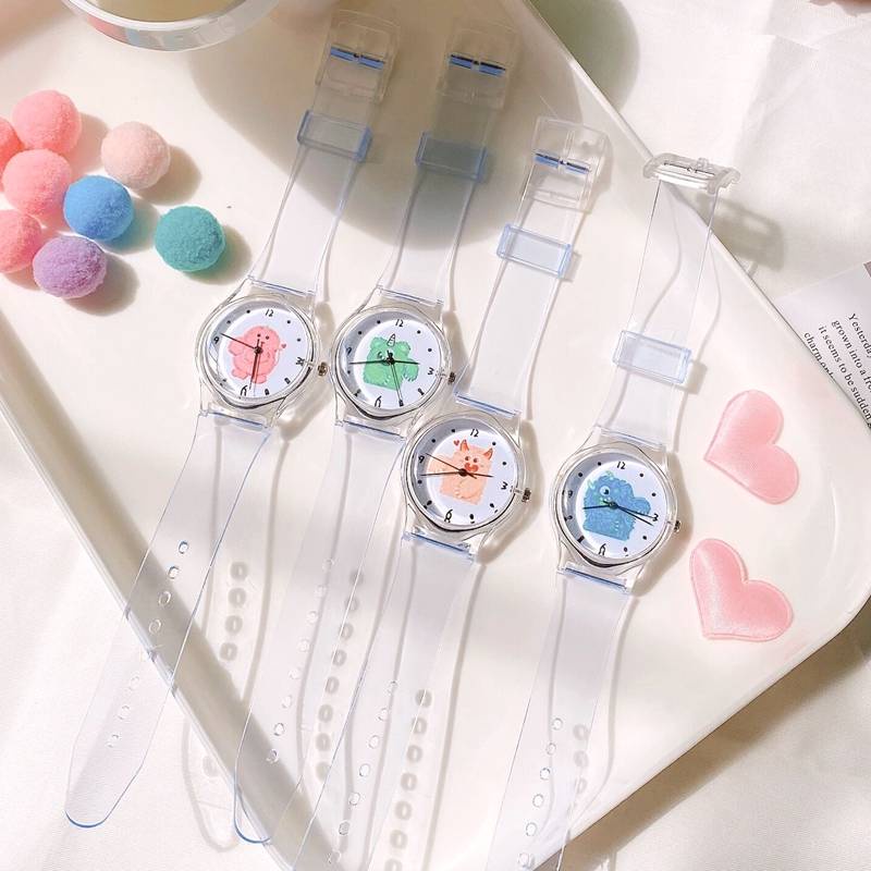 Đồng Hồ Nữ ✡Đồng Hồ Đeo Tay Dạng Thạch Trong Suốt Họa Tiết Gấu Dễ Thương Cho Nữ✿