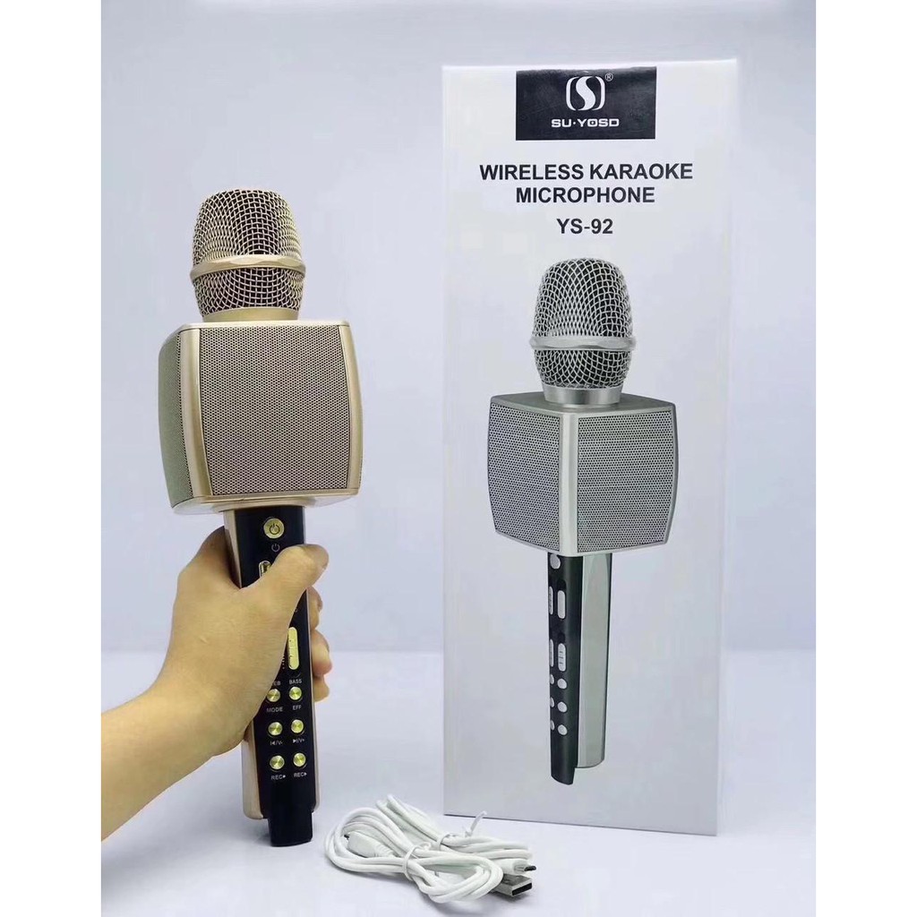 Micro Magic Karaoke YS-92 - Micro Karaoke kèm Loa Bluetooth 3 trong 1 - Thu Âm - Live stream - Karaoke online - Loa Hay