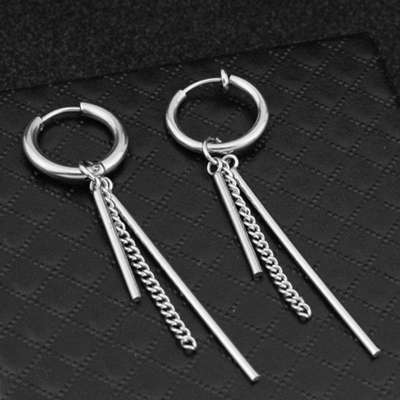 Bông tai kiểu thả dáng dài phong cách Hàn Quốc sang trọng cho nam và nữ