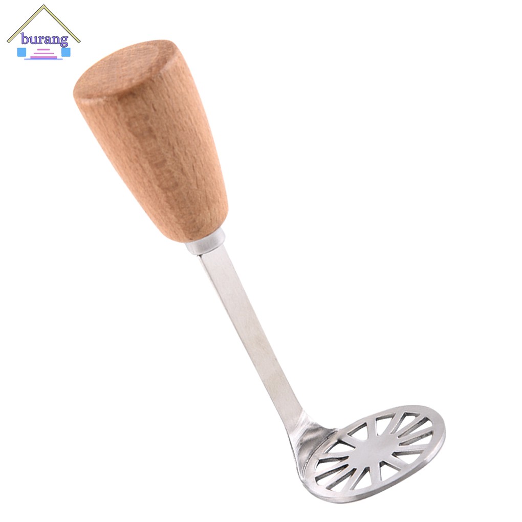 Dụng cụ nghiền khoai tây bằng thép không gỉ và tay cầm bằng gỗ tiện dụng