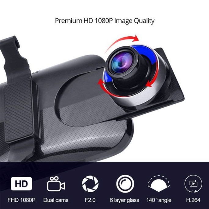 Sản phẩm Camera hành trình gương H58 cao cấp nhãn hiệu Phisung với công nghệ 4.0, kết nối WIFI, GPS, hiển thị tốc độ thô