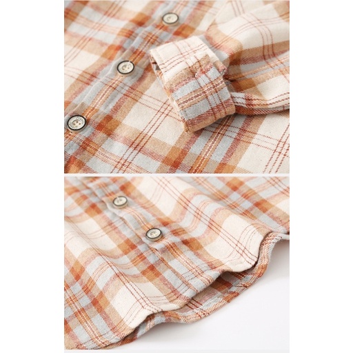 Áo sơmi bé trai WAPYPY áo dài tay có cổ cho bé hoạ tiết kẻ