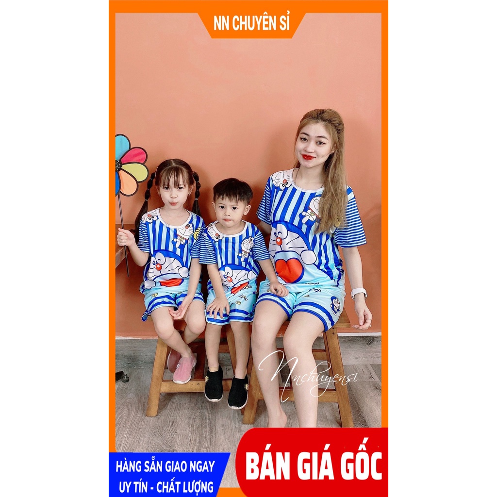 Đồ bộ thun quần đùi cho bé mặc nhà size đến 70kg chất thun mềm mát in hình Shin hoạt hình dễ thương DBRBD FULL SIZE