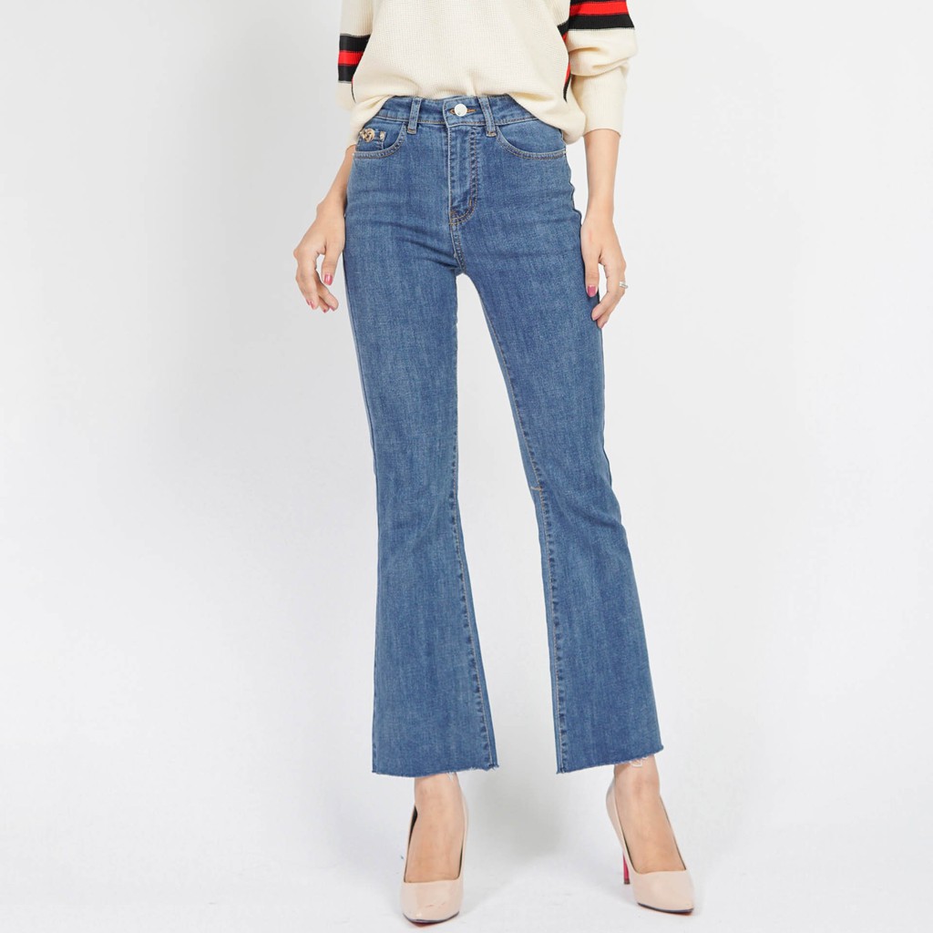 Quần jean nữ lưng cao jean ống loe - xanh nhạt | BigBuy360 - bigbuy360.vn