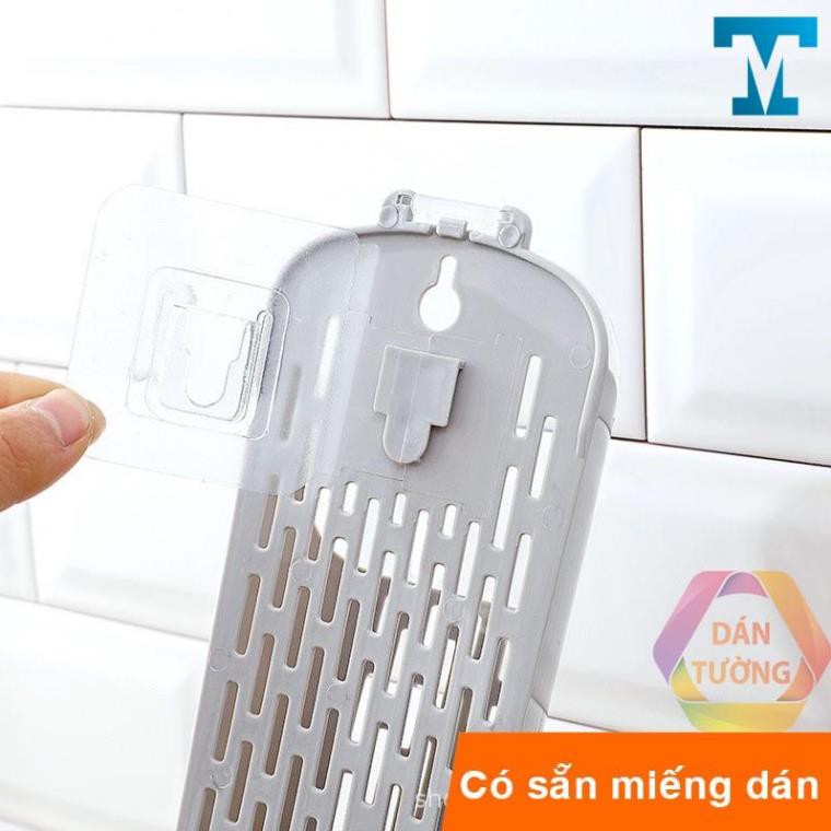 Hũ ống đựng đũa muỗng dán tường nhà bếp không cần khoan tường, ống đũa có nắp đậy, có khe thoát nước _D46