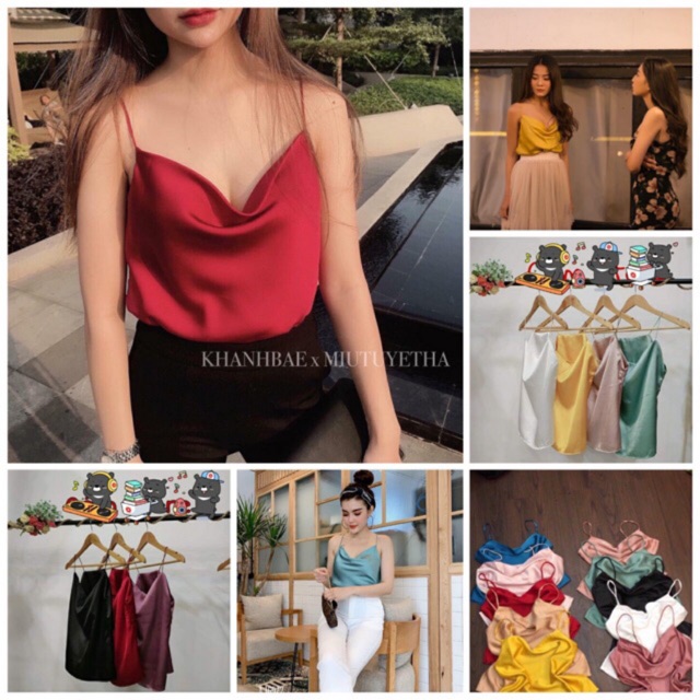 [Mã WASKT410K giảm 10K đơn 50K] ÁO HAI DÂY PHI LỤA CỔ ĐỔ KÈM HÌNH THẬT RẺ NHẤT ☘️☘️☘️