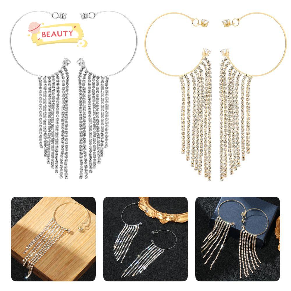 Bông Tai Dáng Dài Phối Tua Rua Thời Trang Cho Nữ|Bông Tai