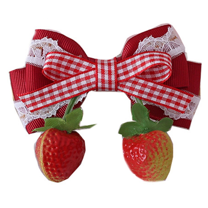 Kẹp Tóc Kim Loại Hình Nơ / Quả Dâu Tây Xinh Xắn Cho Nữ