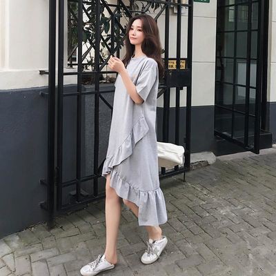 Đầm Thun Cotton Ngắn Tay Đuôi Cá Thời Trang Cho Mẹ Bầu