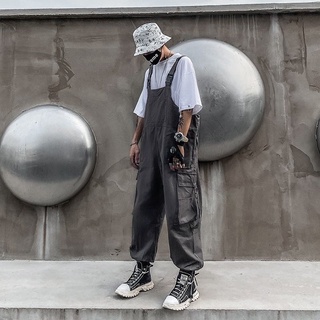 🔥Quần Yếm Màu Đen Dáng Rộng Phong Cách Hip Hop Nhật Bản Cá Tính Cho Nam