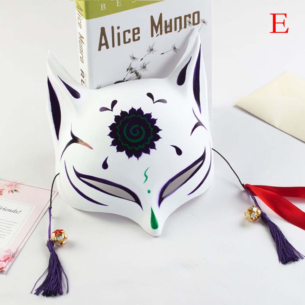 Mặt nạ che nửa mặt họa tiết vẽ tay hoá trang nhân vật sát thủ Unise Anime Nhật Bản với dây đeo và lục lạc thời trang