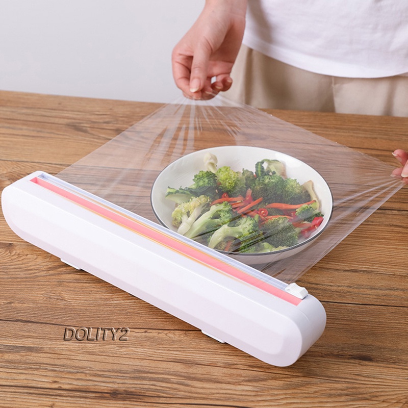 Food Wrap Dispenser Foil Cling Film Roll Foil Cutter Plastic Holder Storage