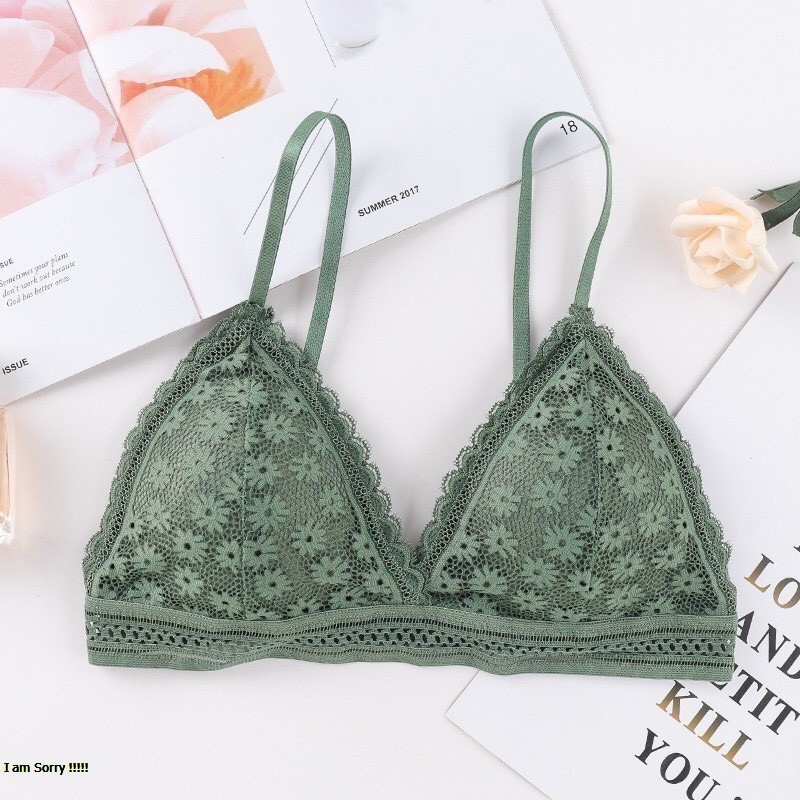 Áo Bra Ren Hoa Mini Mút Mỏng Cài Sau 7338