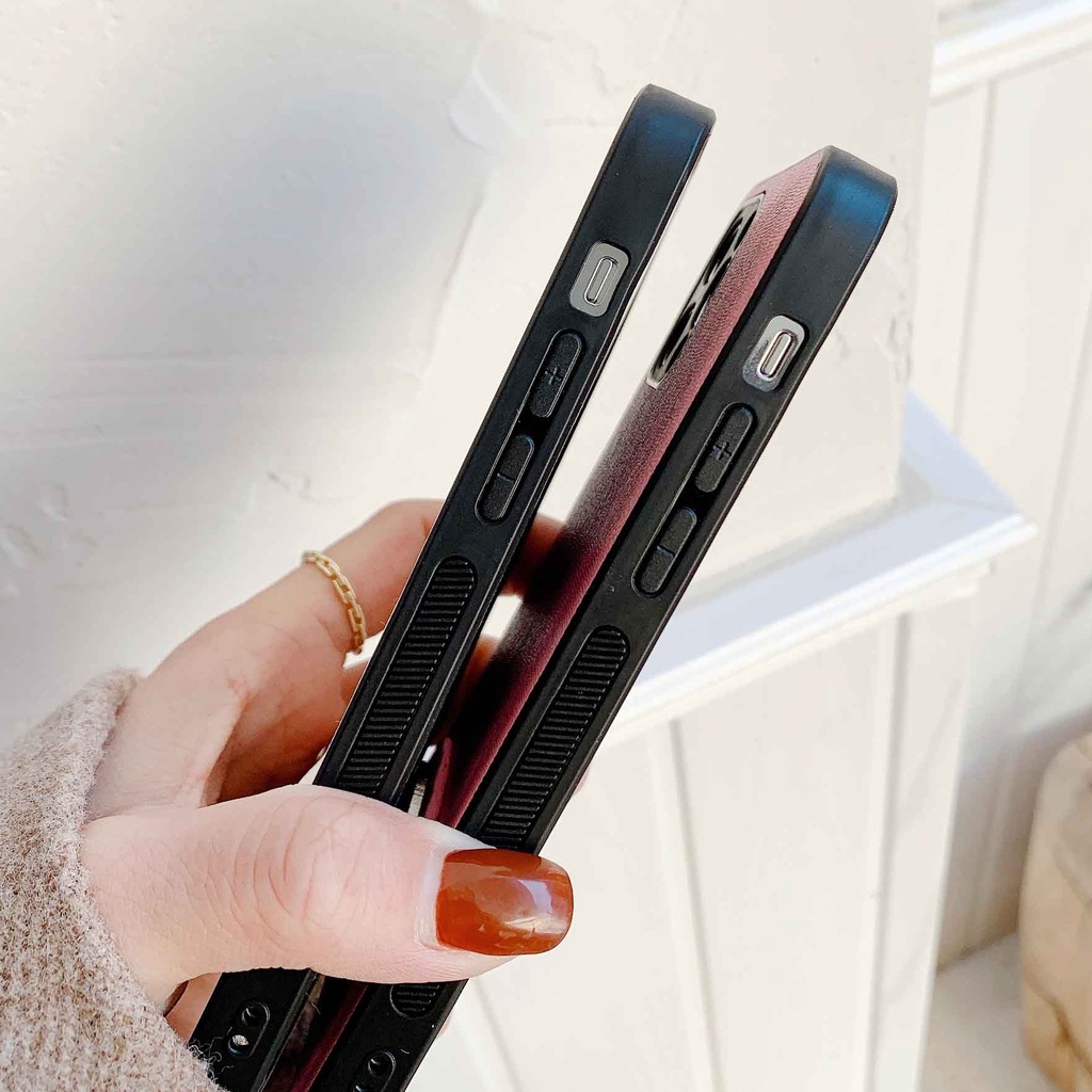 Ốp Điện Thoại Da Màu Đen Thời Trang Cho iPhone 13promax 12 11 xsmax xr xs 7P