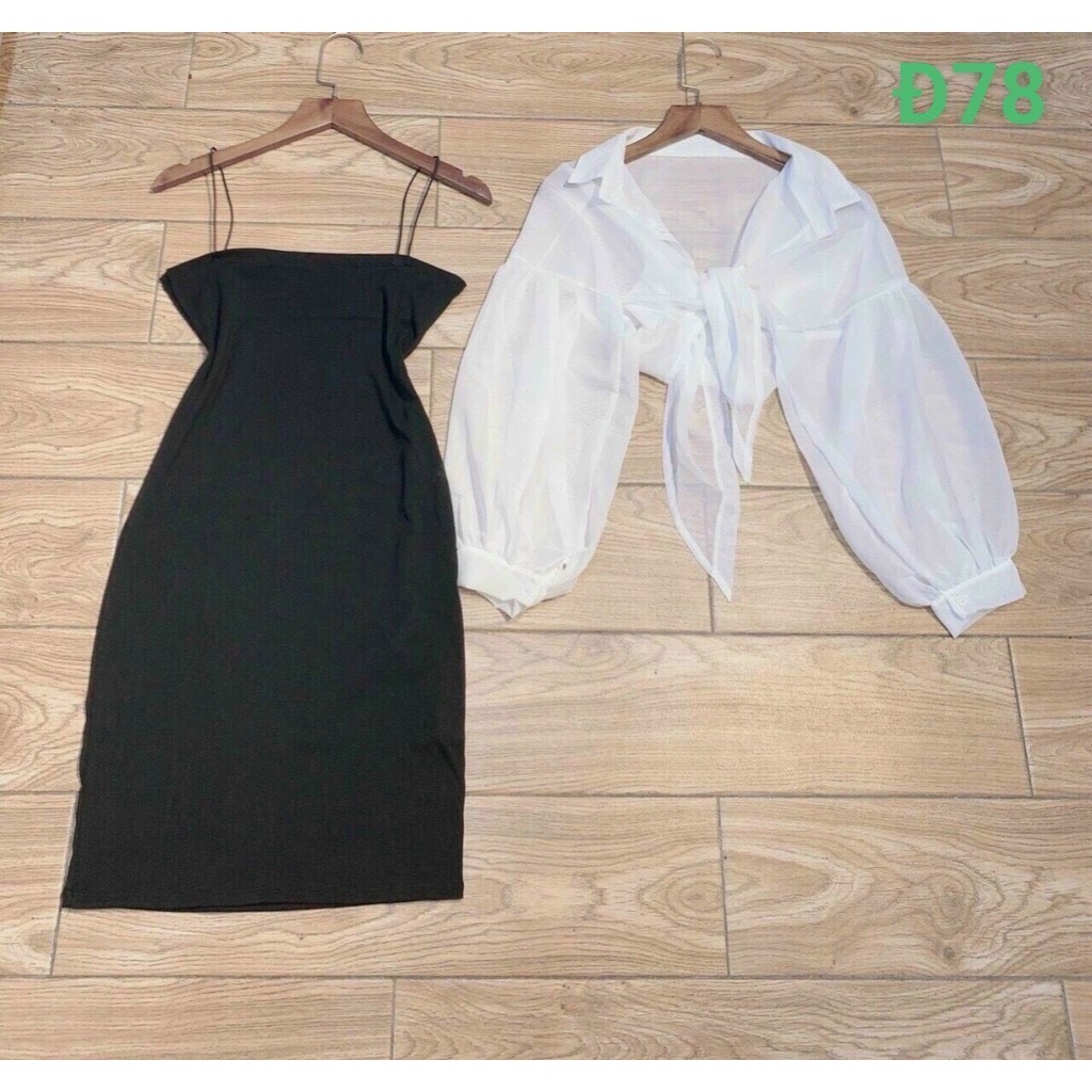 Đầm body hai dây kèm khoác xịn sò