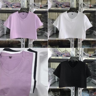 Áo CROPTOP Nữ hở eo cổ tim/cổ tròn trơn