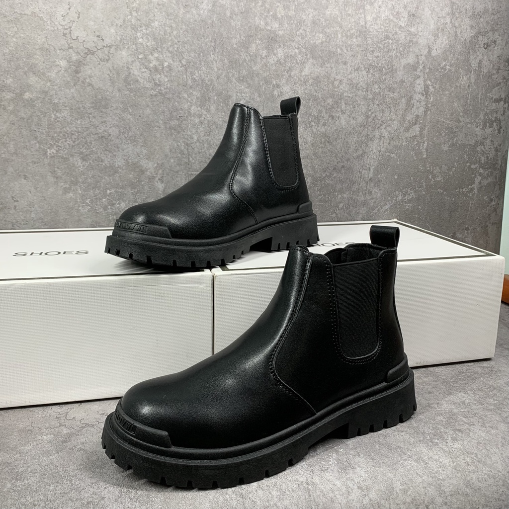 Giày bốt da nam - Chelsea Boots cổ thấp ôm chân phong cách Ulzzang mã BX03