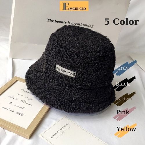 Nón Bucket lông cừu ulzzang phong cách retro Hàn Quốc