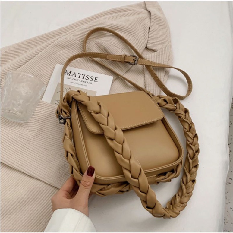 0Túi đeo vai kẹp nách, túi đeo chéo nữ dây đan dễ thương đi chơi phong cách Hàn Quốc