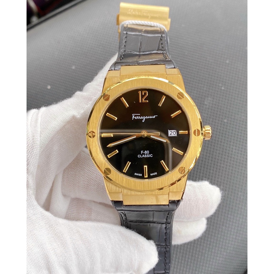 Đồng Hồ Nam Ferragamo F80 Classic Dây Da Cao Su Màu Đen FM121 - Size 41mm - Máy Quartz
