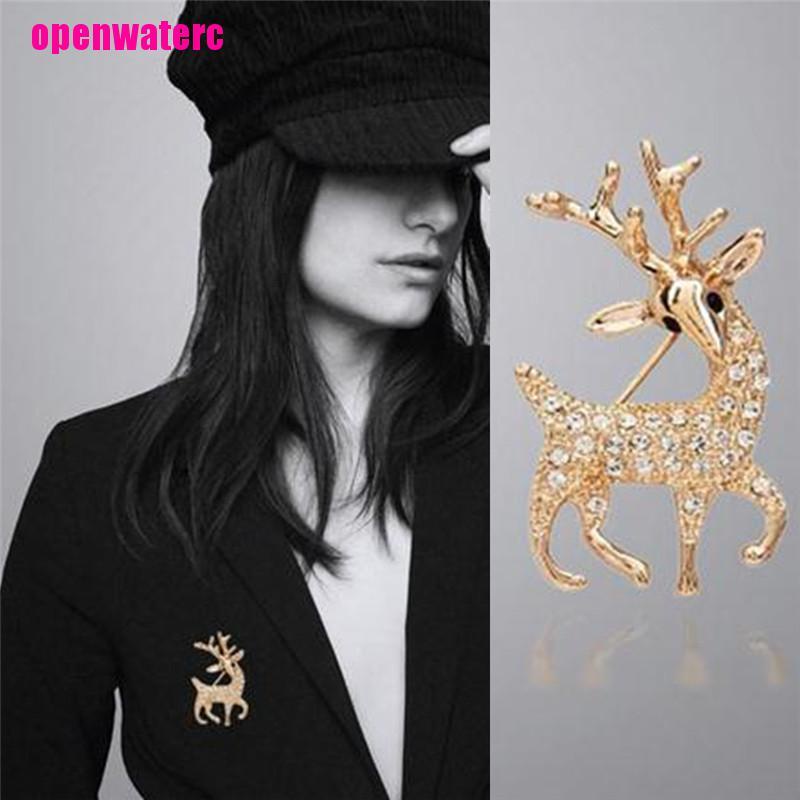 [ope] Trâm Cài Áo Hình Hươu Đính Đá Lấp Lánh Tinh Tế Thời Trang Chất Lượng Cao Cho Nữ