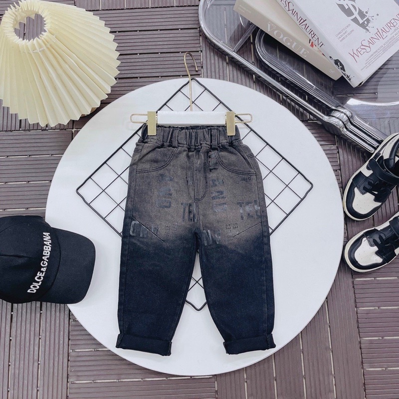 Quần Jean bé trai dài,quần dài chữ cái cho bé phong cách Hàn Quốc
