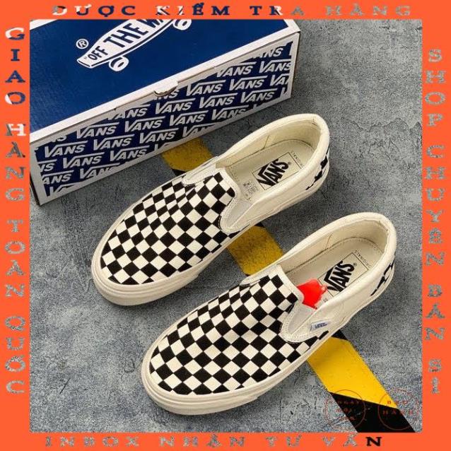 Giày 𝐕𝐀𝐍𝐒 Caro lười viền trắng, giày thể thao 𝐕𝐀𝐍𝐒 Đen Old Skool nam nữ full box bill hot nhất 2021