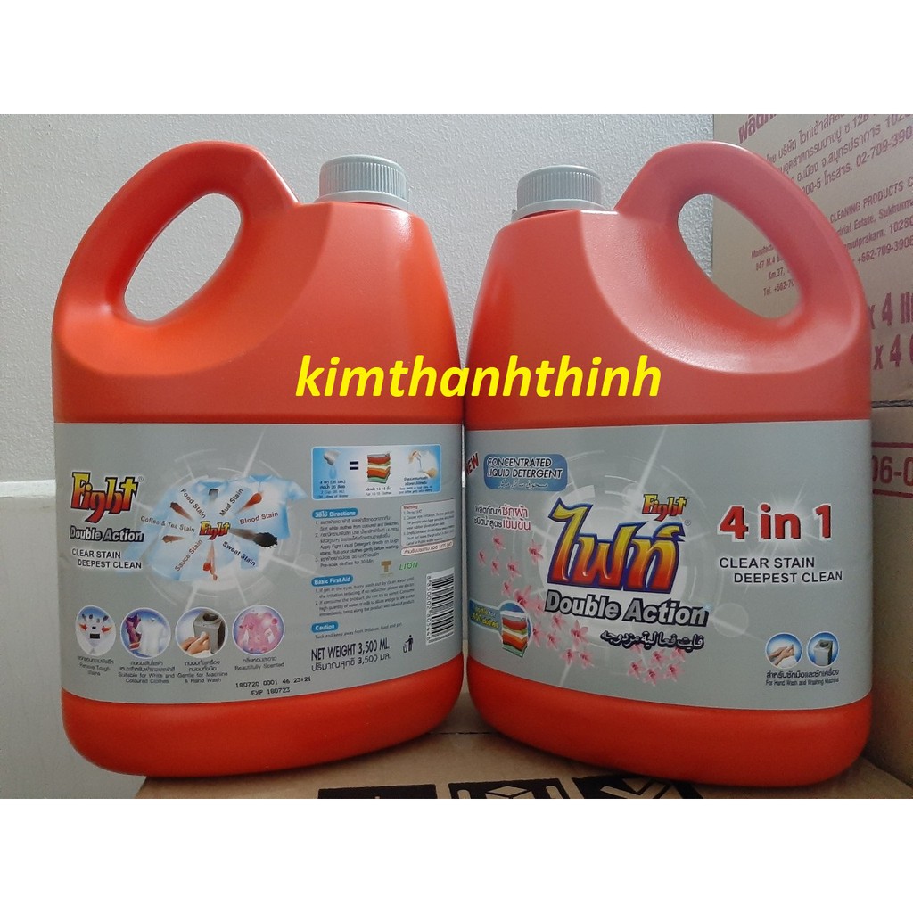 (KTT) Nước giặt Fight 4in1 Thái Lan 3500ml Can Xám