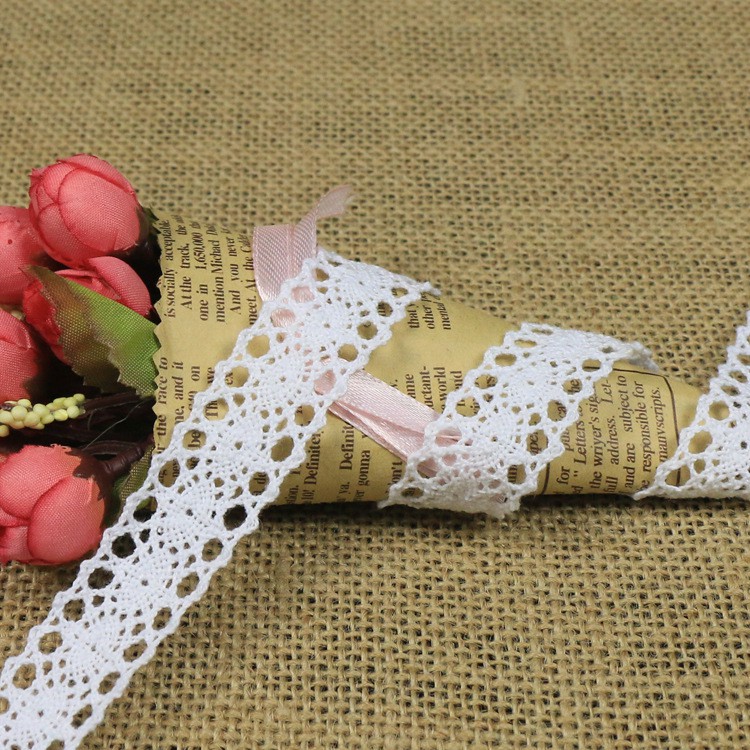 2cm dây ren vải cotton trang trí giày mũ phụ kiện handmade phụ liệu may mặc