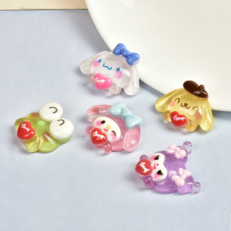 20 Phụ kiện trang trí móng tay ROU BAO thiết kế động vật Sanrio 3D xinh xắn