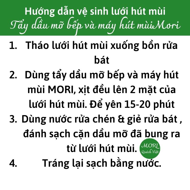 COmbo 5 chai tẩy dầu mỡ bếp và máy hút mùi MORI, chai 620ml