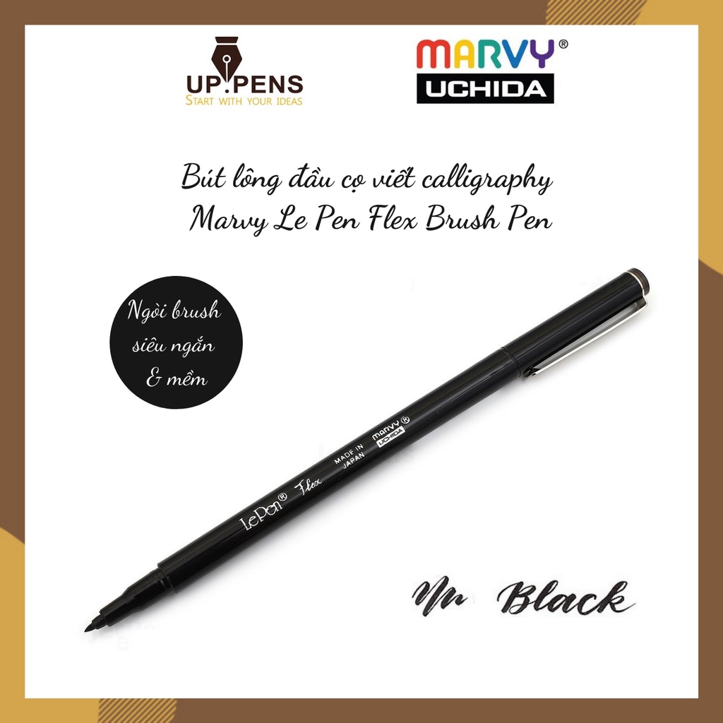 Bút lông đầu cọ viết calligraphy Marvy Le Pen Flex Brush Pen - Màu đen (Black)