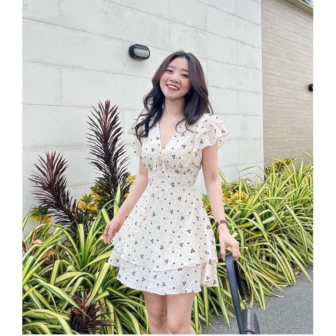 (Có Bigsize) ĐẦM NUDE NỀN HOA TAY TIÊN ĐAN NGỰC H17