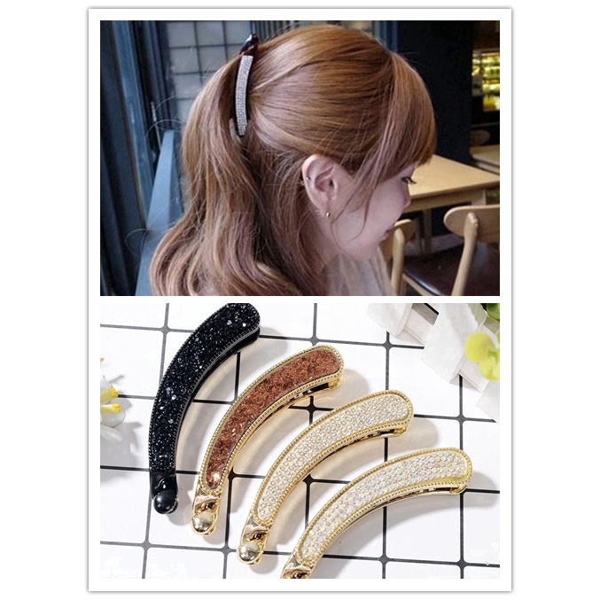 Kẹp tóc nhựa đính đá pha lê