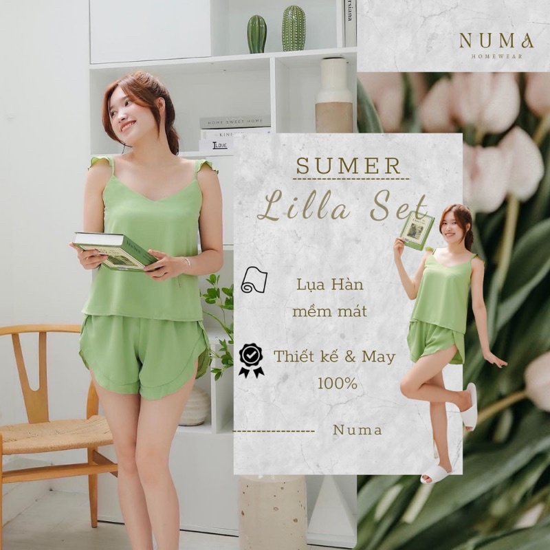 Bộ mặc nhà tay cánh tiên Solla Home chất lụa mềm mát