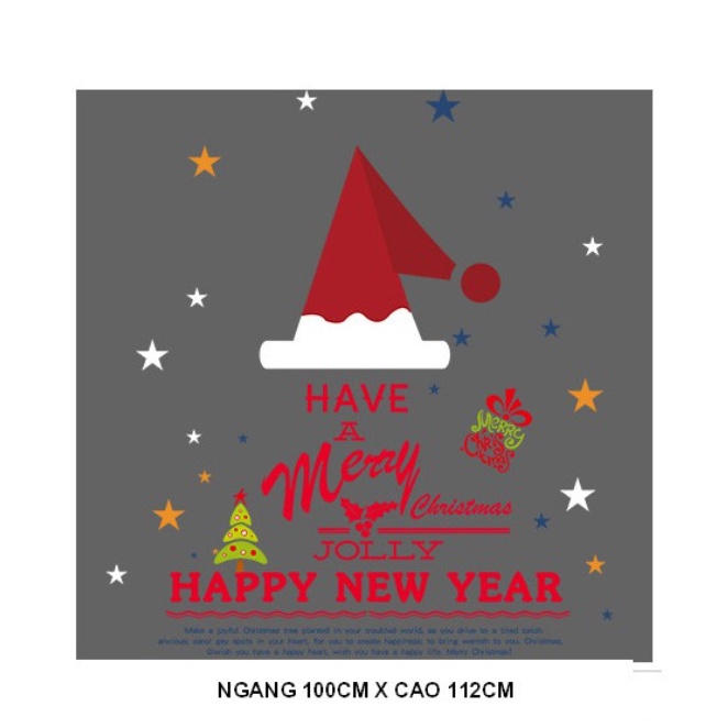 Decal trang trí Noel Hít Tĩnh Điện - Jolly happy new years đỏ
